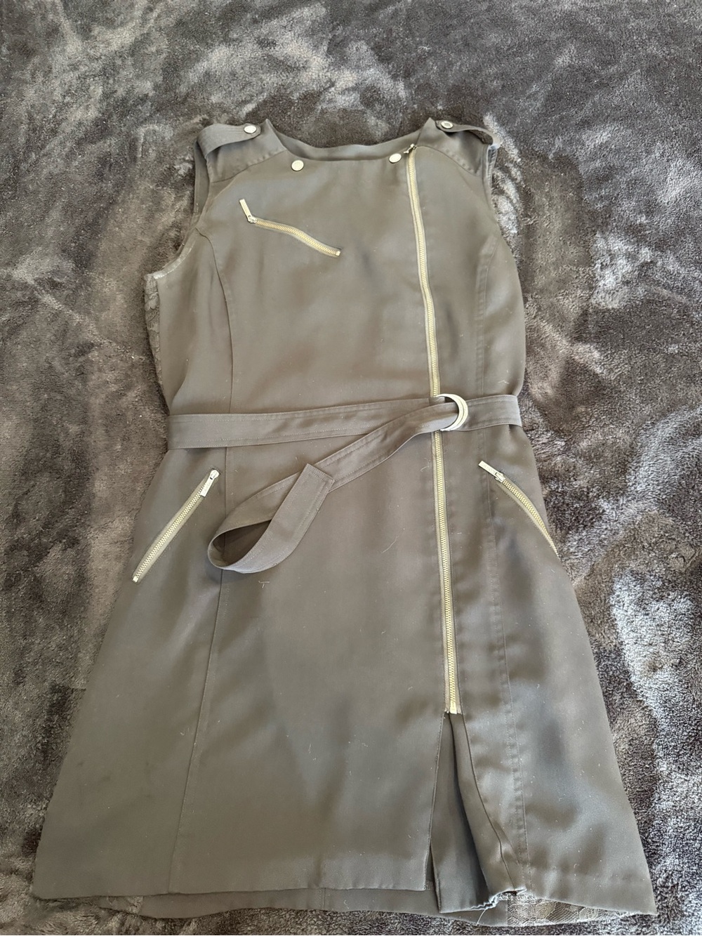 Calvin Klein Black Zip Mini Dress